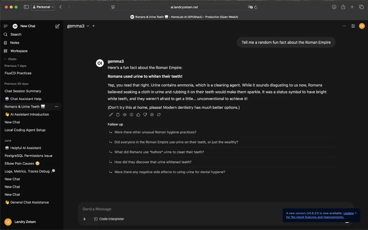 Open WebUI Interface